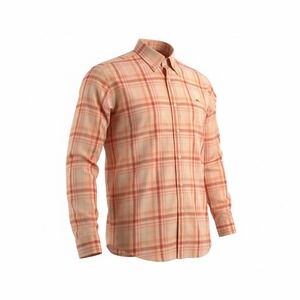 Lacoste Men's Plaid Button Down Long Sleeve Shirt Orange Blue Size 42 large
